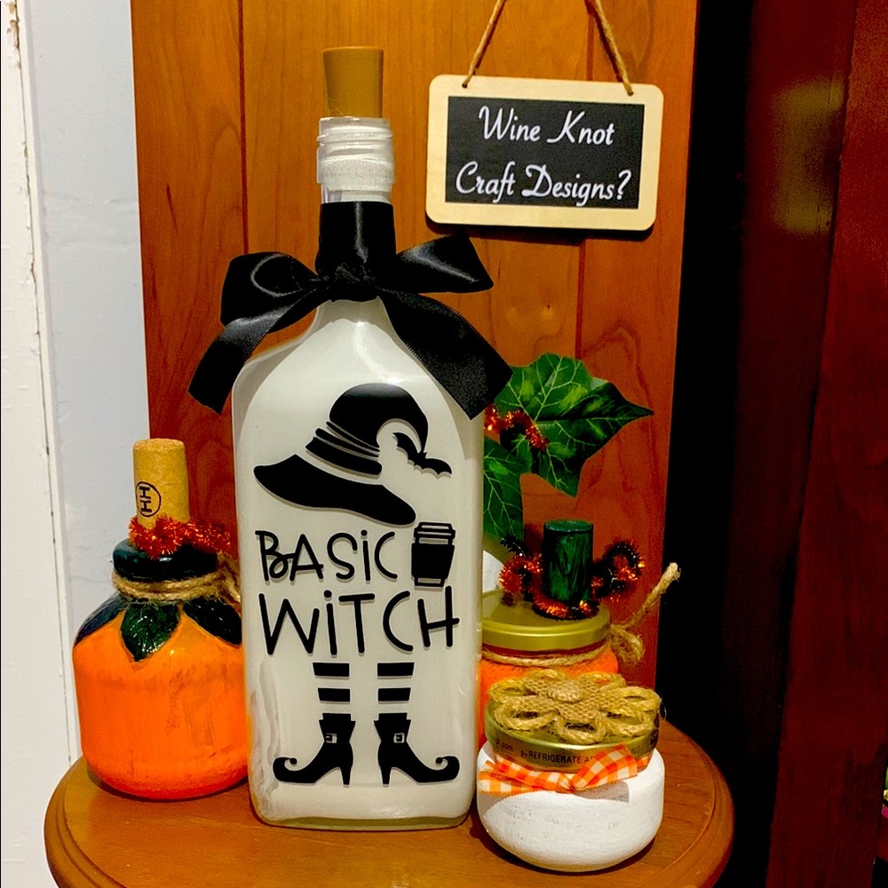 Hand Crafted, Painted, 'Basic Witch' Spirit Bottle Lantern